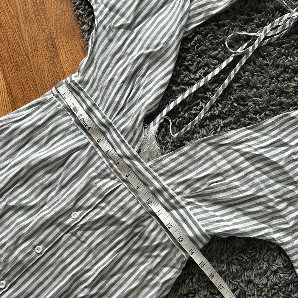 NWT SUCREFAS Striped Button Down Midi Gray and White Dress Size Large - Picture 12 of 14